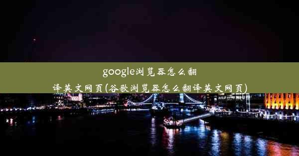 google浏览器怎么翻译英文网页(谷歌浏览器怎么翻译英文网页)