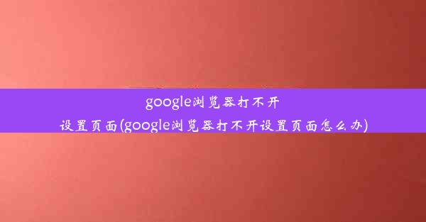 google浏览器打不开设置页面(google浏览器打不开设置页面怎么办)