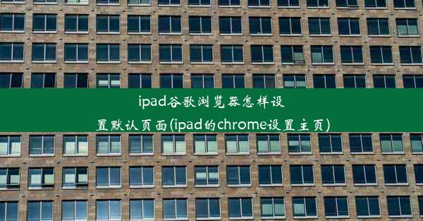 ipad谷歌浏览器怎样设置默认页面(ipad的chrome设置主页)