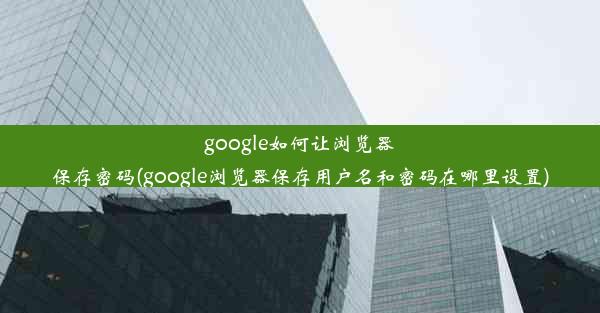 google如何让浏览器保存密码(google浏览器保存用户名和密码在哪里设置)