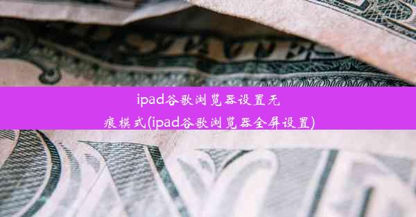 ipad谷歌浏览器设置无痕模式(ipad谷歌浏览器全屏设置)