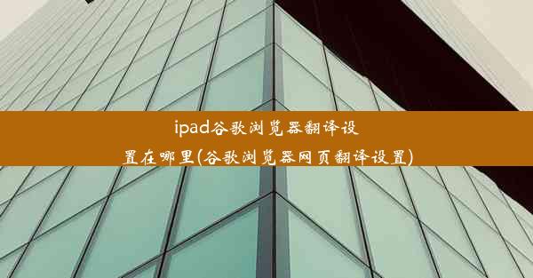 ipad谷歌浏览器翻译设置在哪里(谷歌浏览器网页翻译设置)