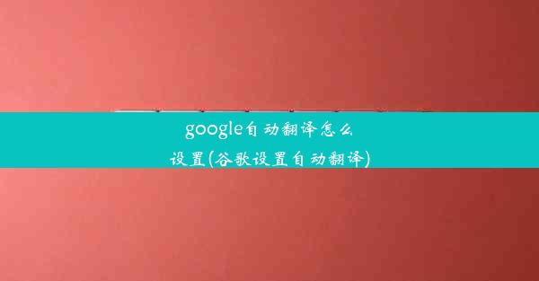 google自动翻译怎么设置(谷歌设置自动翻译)