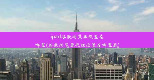 ipad谷歌浏览器设置在哪里(谷歌浏览器代理设置在哪里找)