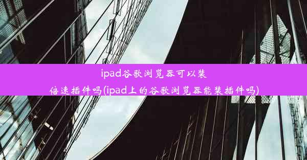 ipad谷歌浏览器可以装倍速插件吗(ipad上的谷歌浏览器能装插件吗)