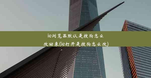 ie浏览器默认是搜狗怎么改回来(ie打开是搜狗怎么改)